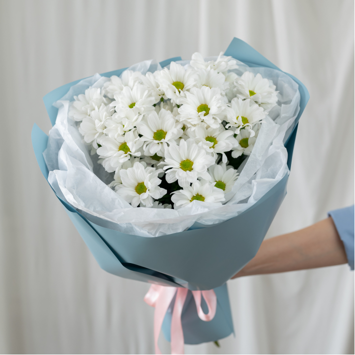 3 белых хризантемы (сорт Бакарди)